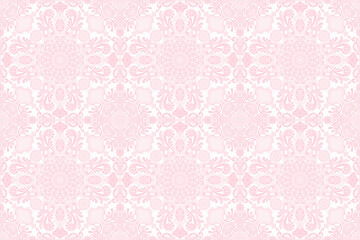ピンクのダマスク柄のシームレスパターン