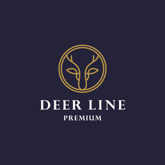 Head Deer logo line icons. Wildlife stag symbol. Vector illustration.
