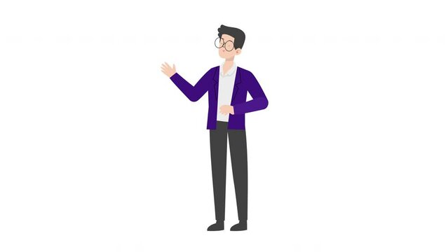 Man Presenting Gesture.Businessman presenting character design.