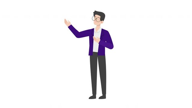 Man Presenting Gesture.Businessman presenting character design.
