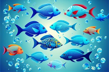 Naklejka premium Marine fish patterns