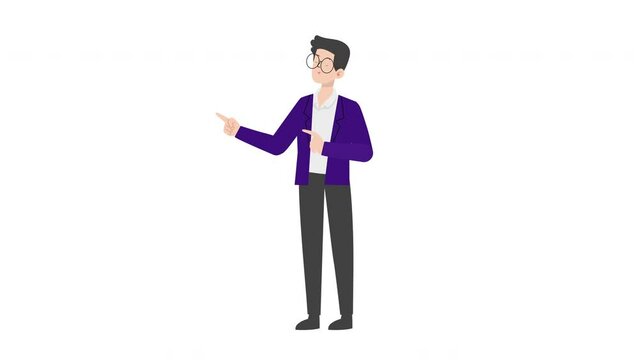 Man Presenting Gesture.Businessman presenting character design.