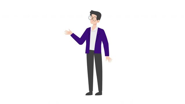 Man Presenting Gesture.Businessman presenting character design.