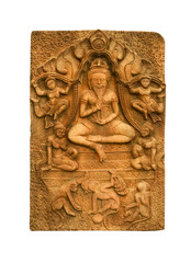 Fototapeta na wymiar carved sculpture hindu deity statue on white