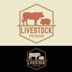 Vintage retro Livestock farm flat design modern logo illustration. vector logo template isolated on white background