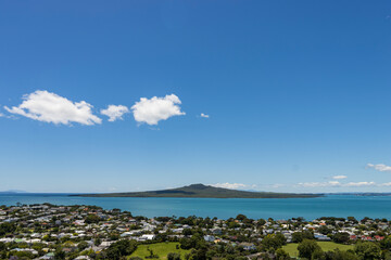 Fototapeta na wymiar Rangitoto Island in Auckland, New Zealand from Devonport