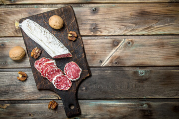 Salami with walnuts.