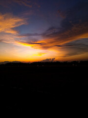 sunset over the rice fields
