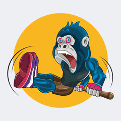 Gorilla workout with energy vector illustration