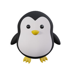 Cute Penguin Cartoon Character. 3D Illustration for kids and children.