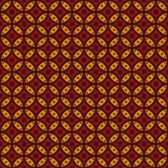 seamless pattern geometric circle batik in brown yellow and red color background vector illustrations EPS10