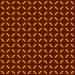 seamless pattern geometric circle batik in brown yellow and red color background vector illustrations EPS10
