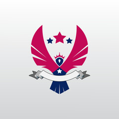 Fototapeta na wymiar Eagle logo design with star and ribbon