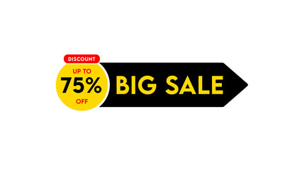 75 Percent discount offer, clearance, promotion banner layout with sticker style.