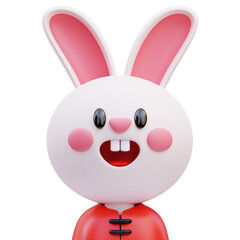 3d rendering cute rabbit avatar icon illustration, year of the rabbit, chinese new year