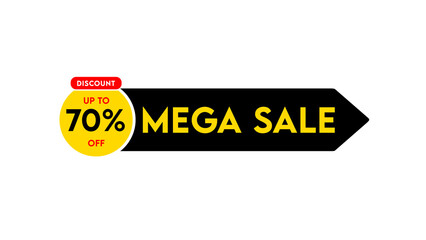 70 Percent mega sale discount offer, clearance, promotion banner layout with sticker style.