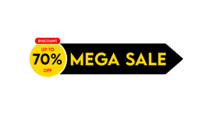70 Percent mega sale discount offer, clearance, promotion banner layout with sticker style.