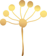 Golden botanical floral leaf branch