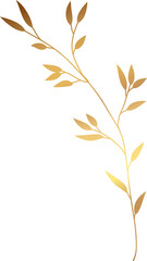 Naklejka premium Golden botanical floral leaf branch