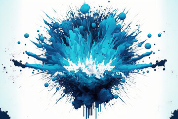 Blue explosion with a white background, isolated. Generative AI - obrazy, fototapety, plakaty