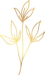 Golden botanical floral leaf branch