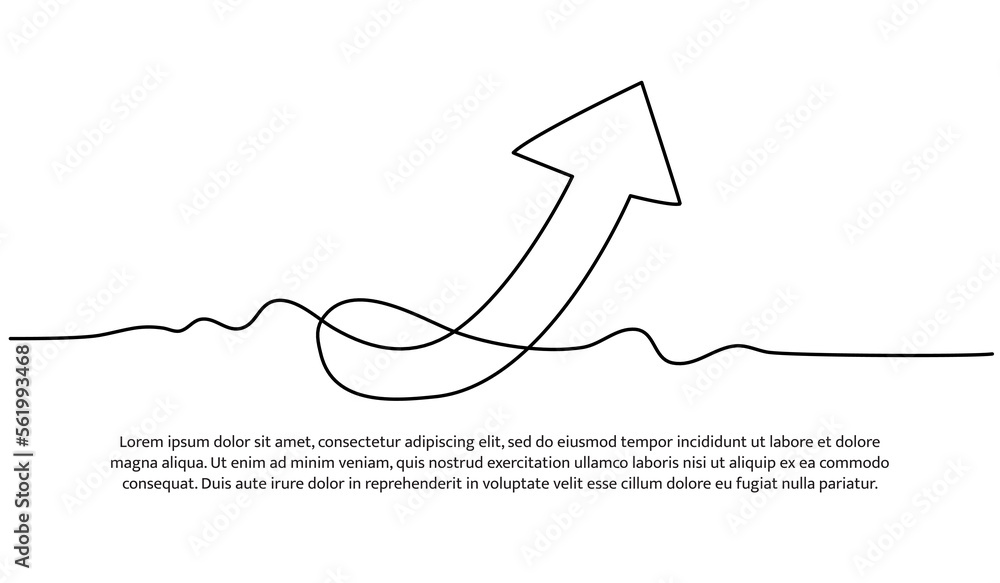 Aufkleber continuous line design of arrow pointing up. one line decorative elements drawn on a white backgroun