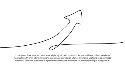 Continuous line design of arrow pointing up. One line decorative elements drawn on a white background.