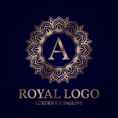 letter A royal circular vector logo design