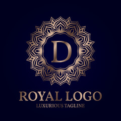 letter D royal circular vector logo design