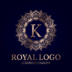 letter K royal circular vector logo design