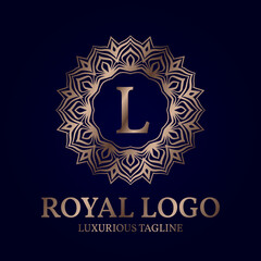 letter L royal circular vector logo design