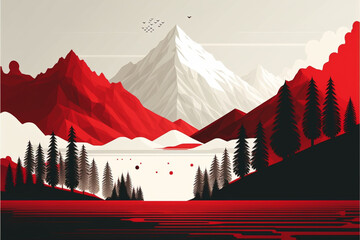 red and white background generative ai