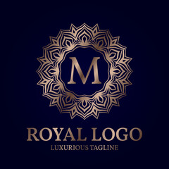 letter M royal circular vector logo design