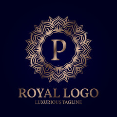 letter P royal circular vector logo design