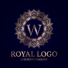 letter W royal circular vector logo design