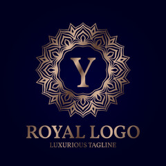 letter Y royal circular vector logo design