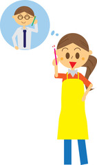 電話で仲良く会話している夫婦のイラスト・スマホ・夫婦円満・報連相・仲良し