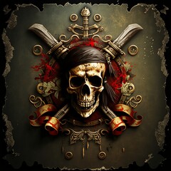 Swashbuckling Pirate Adventure: A Timeless Background Design with Pirate Theme, Skull and Crossbones, and More (more background design in my portfolio)
