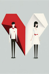 couples illustration, break up illustration minimalist design, minimalist background for Valentine's Day break up , couples 