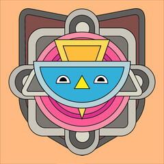TOTEM MASK , GEOMETRIC DRAWING FOR DIGITAL ART WITH DECORATIVE STIYE