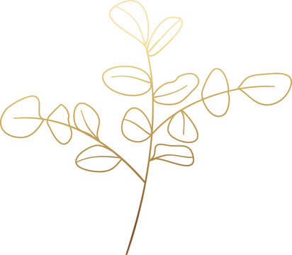 recommend clip art: Golden botanical leaf branch