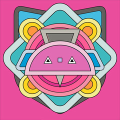 TOTEM MASK , GEOMETRIC DRAWING FOR DIGITAL ART WITH DECORATIVE STIYE