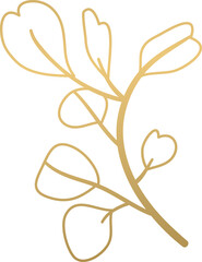 Golden botanical leaf branch