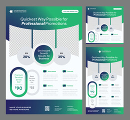 StarterPack in Blue Green Gradient for Quick Design Need - Modern lights designs for Flyer, Social Media Post Feed & Story