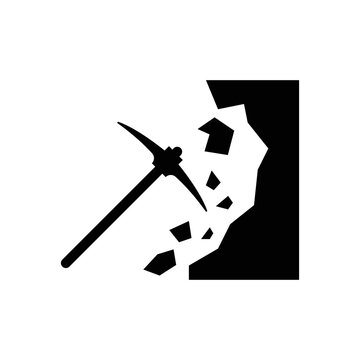 recommend clip art: Coal and pickaxe icon design. Coal mining vector icon. Coal and pickaxe glyph icon. isolated on white background