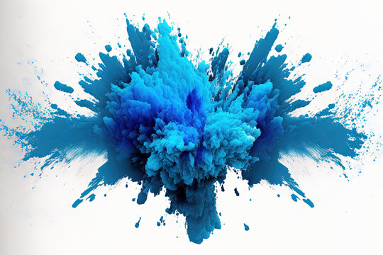 Blue explosion with a white background, isolated. Generative AI