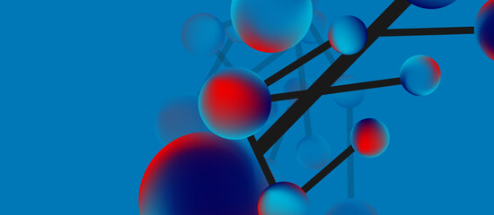 Line points connections geometric landing page background. Fluid circles and spheres with liquid gradients. Vector Illustration For Wallpaper, Banner, Background, Card, Book Illustration, landing page