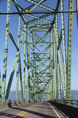 green. metal bridge to washington state