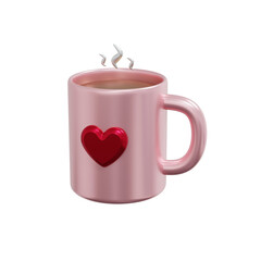 3d rendering of valentine's day mug icon