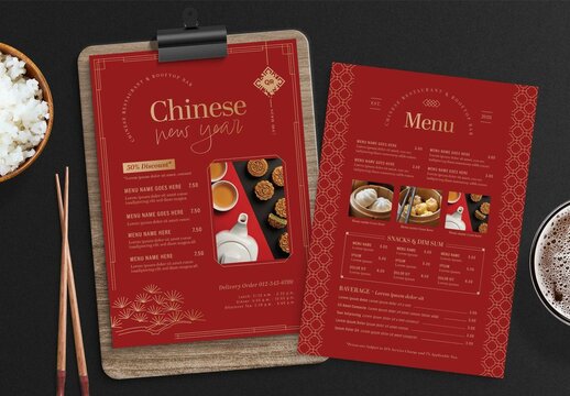 Chinese Restaurant Menu Layout with Modern Contemporary Style